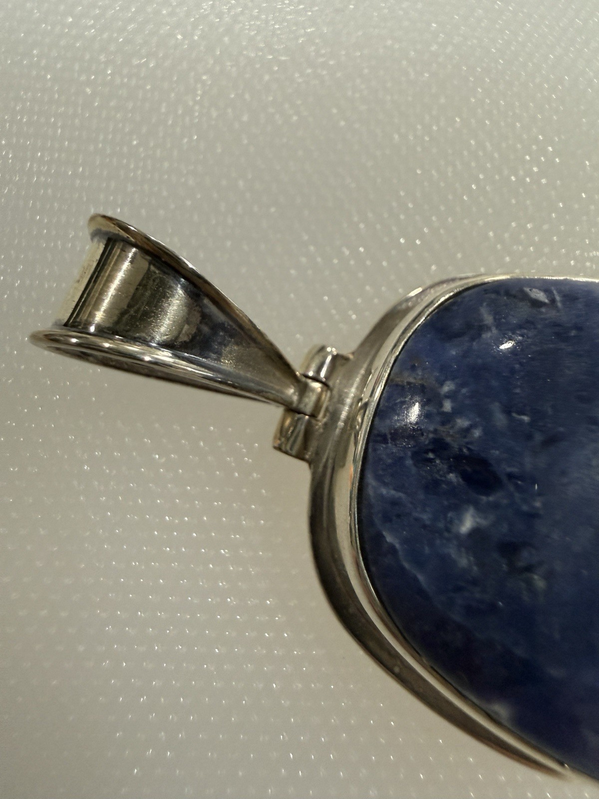 Silpada Sterling Silver 925 Blue Stone Pendant Bezel Setting Asymmetrical Shape
