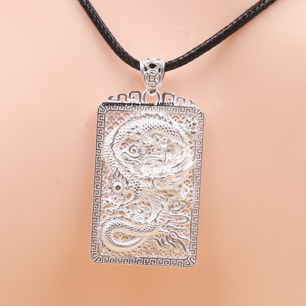 Pure 999 Fine Silver Pendant Handcarved Dragon Lucky Pendant 13-15g