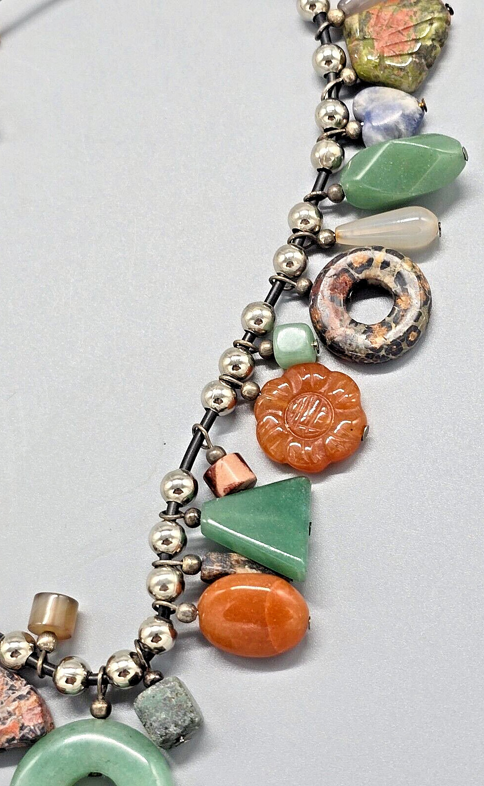 16″ Bead Treasure Charm Necklace, multiple fun shapes, colors gemstones