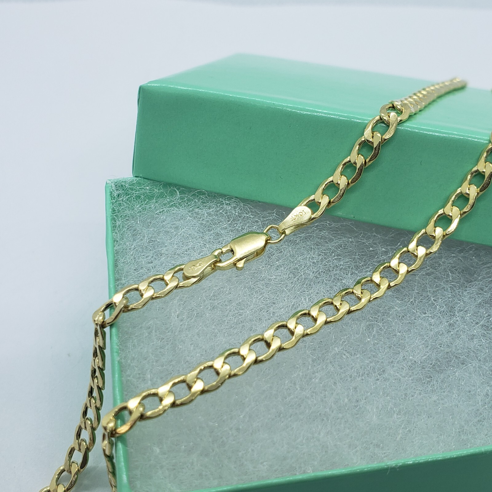 10K Yellow Gold Hollow Cuban Curb Chain Link Necklace Bracelet 3.5mm 4.5mm 7~30″