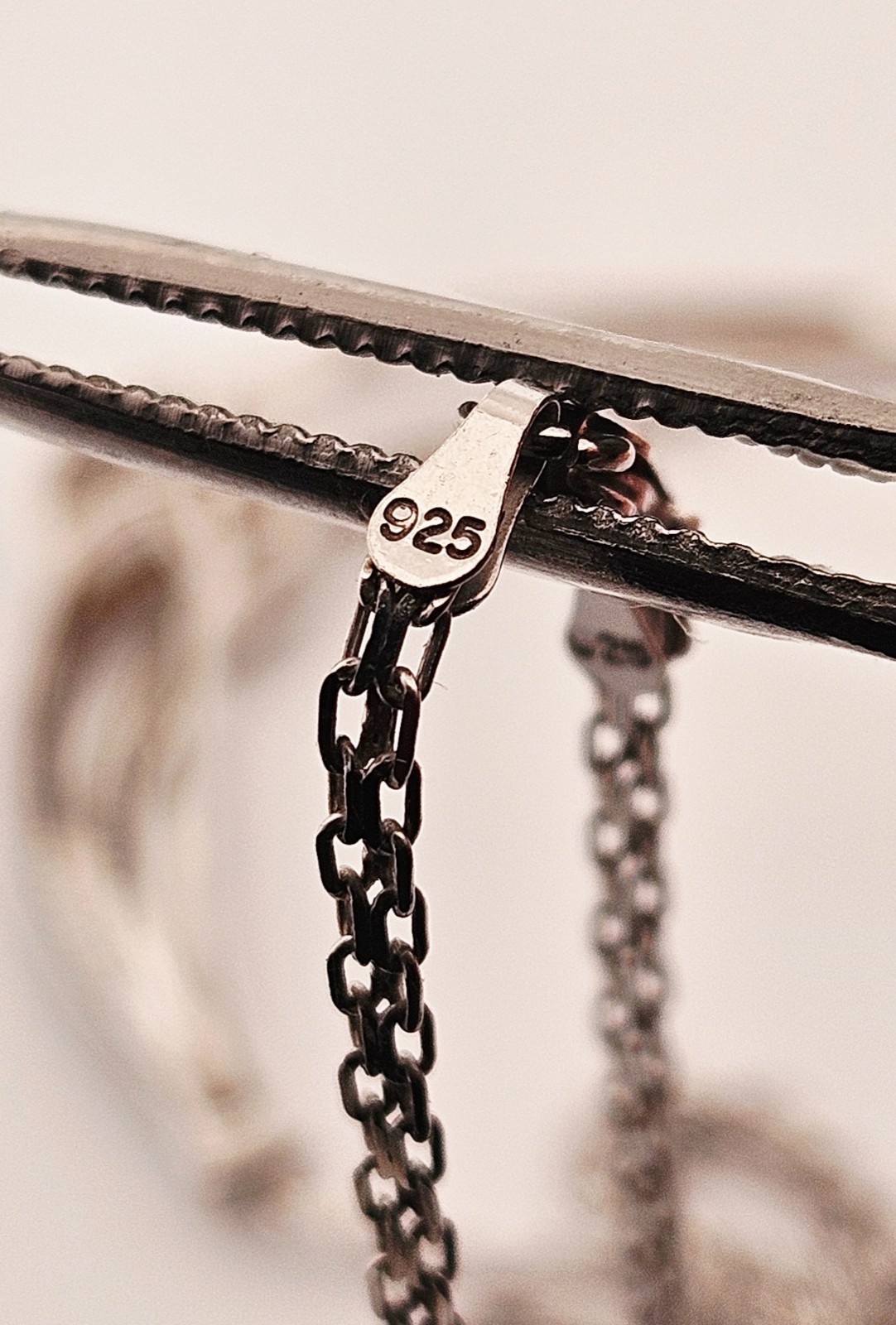 Louis J Meyer sterling silver genuine black & white diamond necklace 17.5″