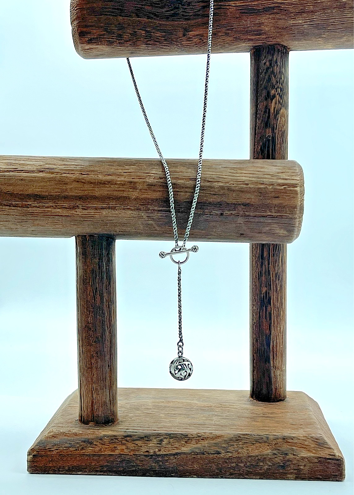 Vtg Silpada Sterling, Simple Delight, Filigree Ball Lariat Toggle Necklace N1619