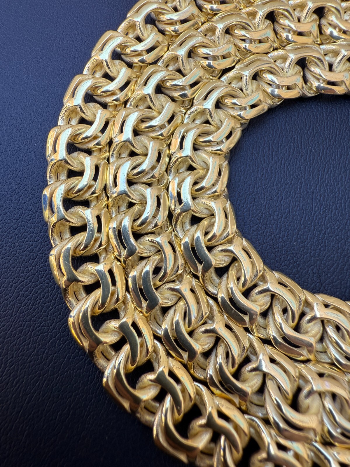 Handmade 9mm Bismark Garibaldi Chino Chain 14k Gold Over 925 Silver Necklace
