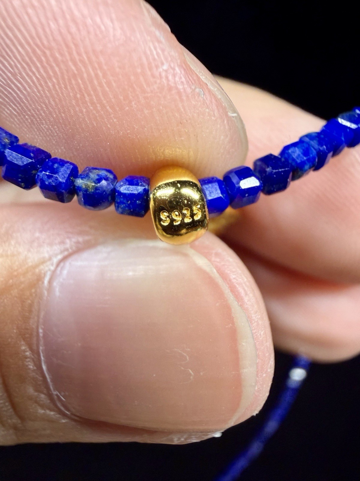 Premium Lapis Lazuli Beaded Necklace Oval Bezel Charm Pendant 925 Sterling