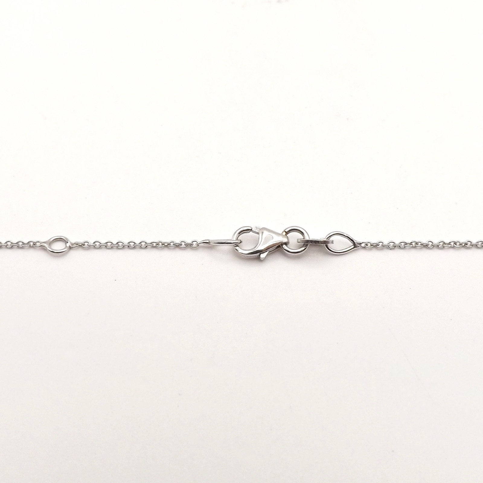 Solid 18k White Gold Cable Link Pendant Chain Necklace Adjustable 16in to 17in