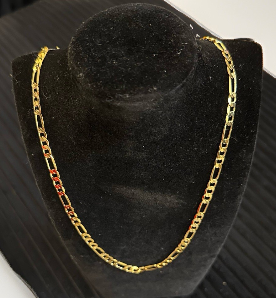 LUXE Italian 18k Gold Filled Figaro Link 5mm Chain 22” Mens Teens Unisex Gift