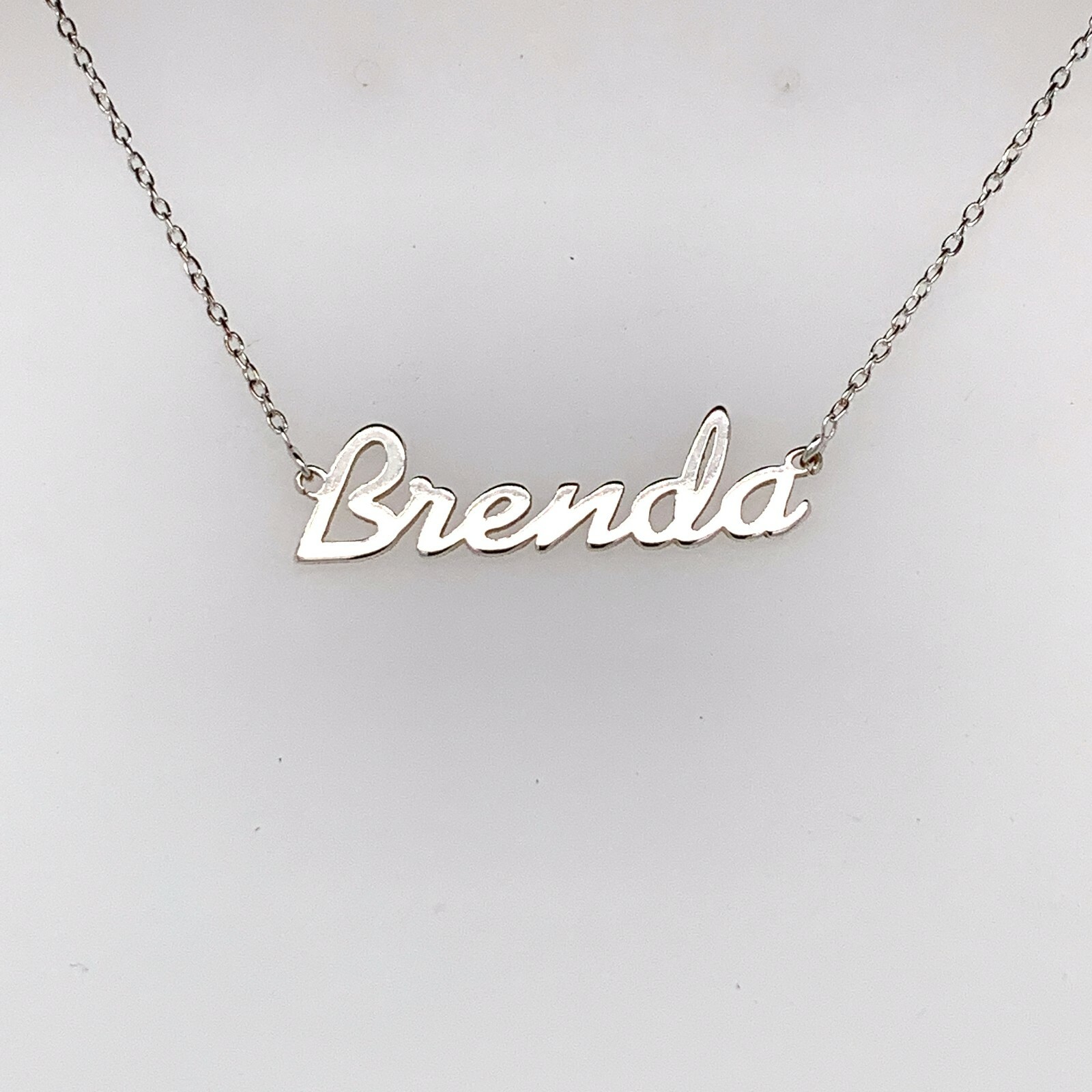 Brenda Name Plate Necklace Pendent Sterling Silver female Personalized Custom