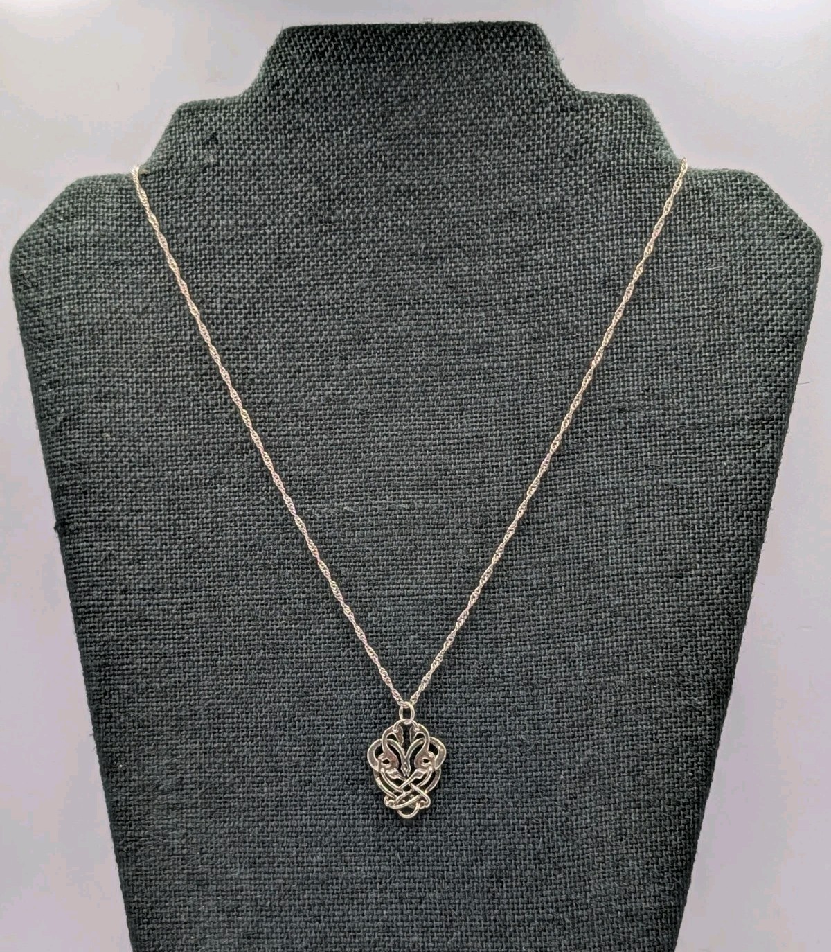Artisan 925 Sterling Silver Celtic Love Birds Pendant 18.75″ Singapore Necklace