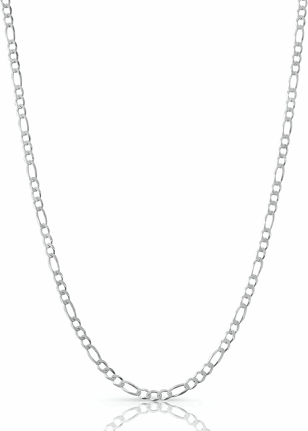 Men & Women 925 Sterling Silver 1.5MM Figaro Chain Necklace Sizes 16″-30″ Italy