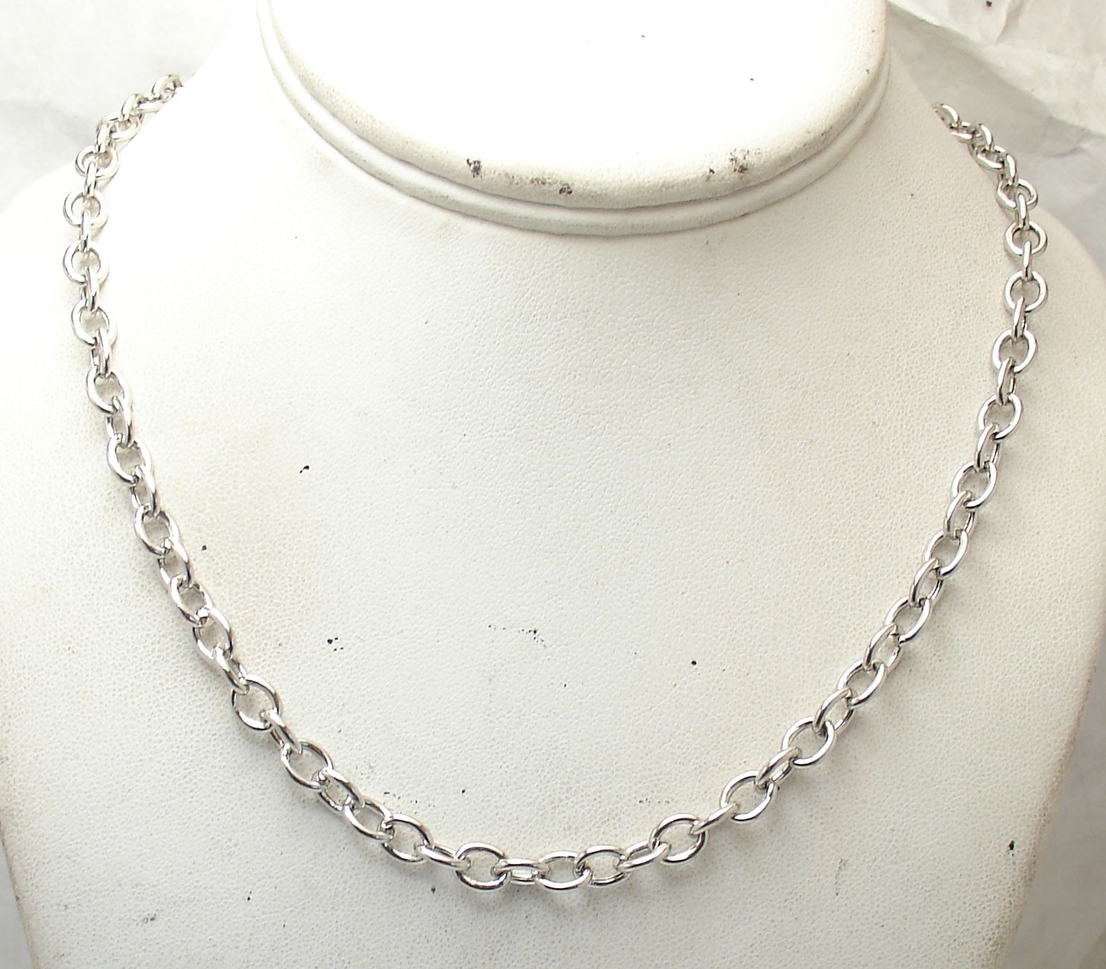 18″ Plain Oval Link Chain Necklace Toggle Clasp Anti-Tarnish Real 925 Silver