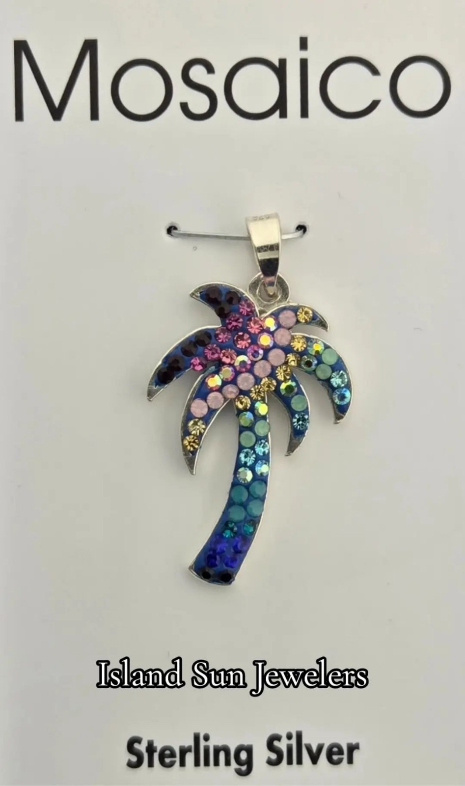 Mosaico Palm Tree Pendant, Sterling Silver