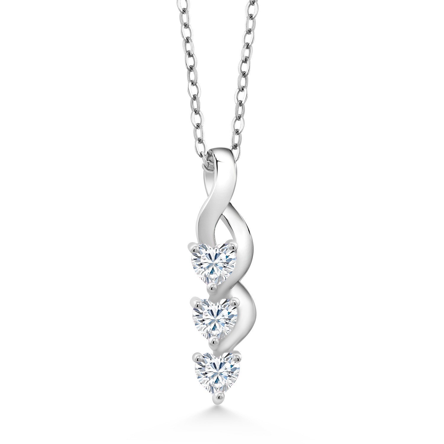 925 Sterling Silver White Moissanite Pendant Necklace For Women | 0.69 Cttw |