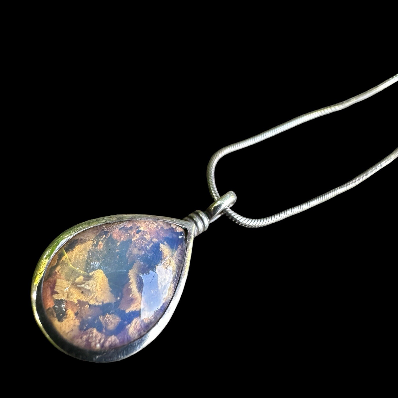 Natural Australian Boulder Opal Pendant Sterling Silver Necklace Micky Roof