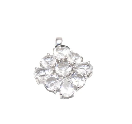 925 Sterling Silver Crystal Gem Stone Women Men Unisex Pendant