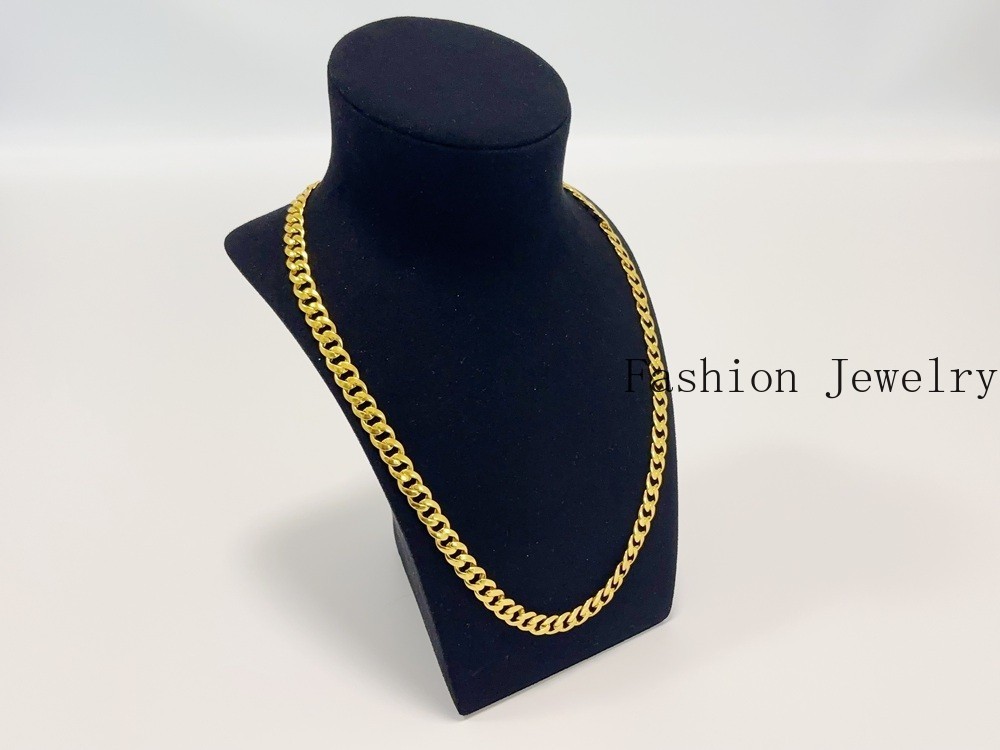 18K Solid Yellow Gold 10mm Curb Cuban Link Chain Necklace Bracelet 26″ Polished
