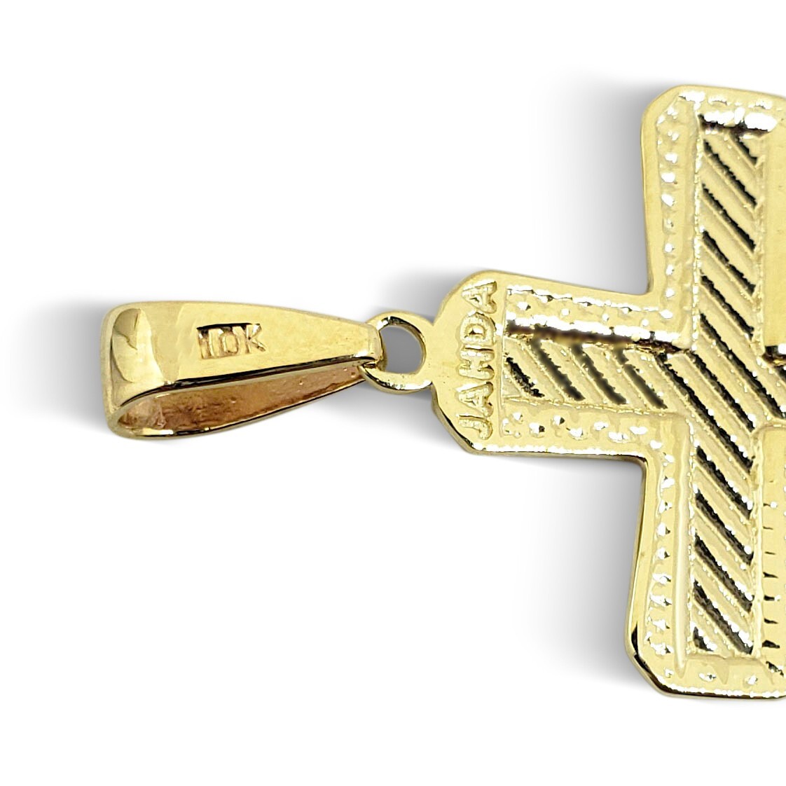 Solid 10K Yellow Gold Diamond Cut Mens Cross Pendant, 3.4 grams, 1.5″ long