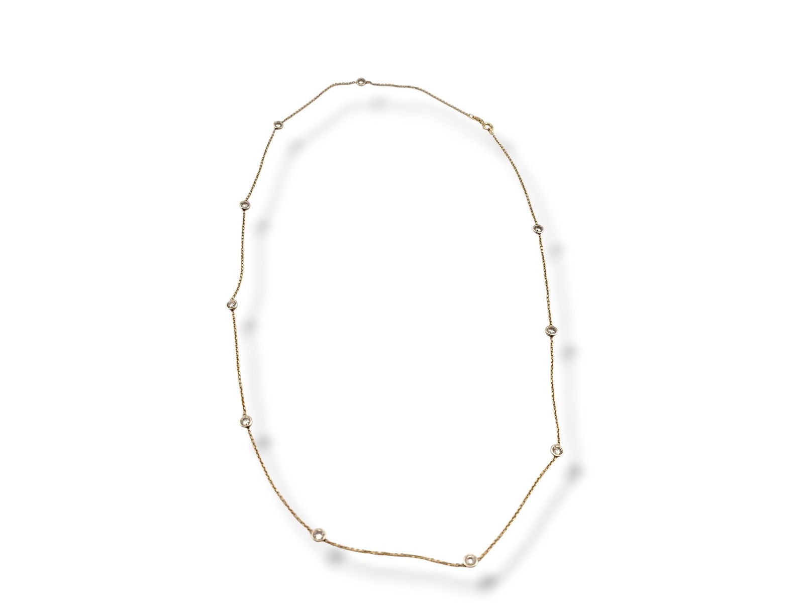 Vintage 14K Yellow Gold 1.00 CTW Natural Diamond By The Yard Station Necklace