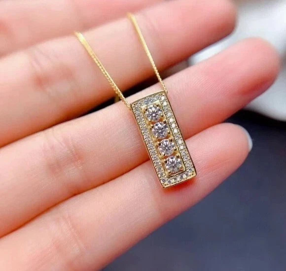 14K Yellow Gold Plated In 2Ct Round Cut Moissanite Stunning Charm Pendant