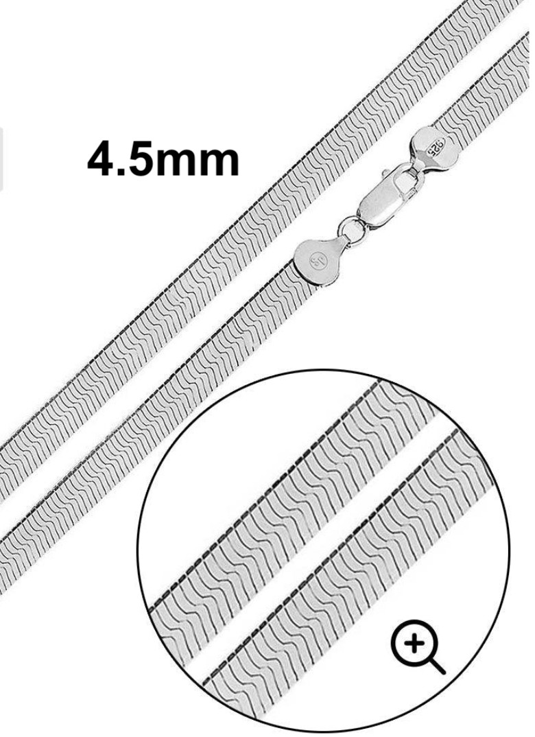 Italian Solid Sterling Silver Herringbone Chain Necklace 925 Silver Chain UNISEX
