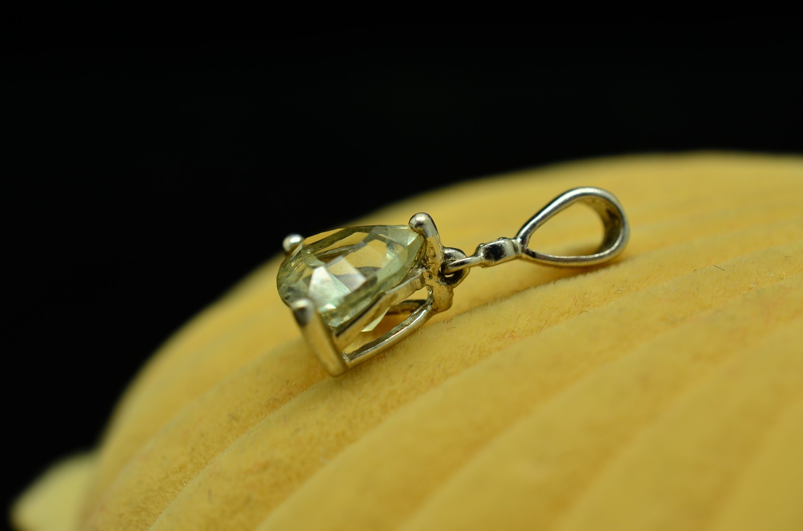14K White Gold Trillion Cut Very Light Blue Aquamarine Pendant Charm -Small