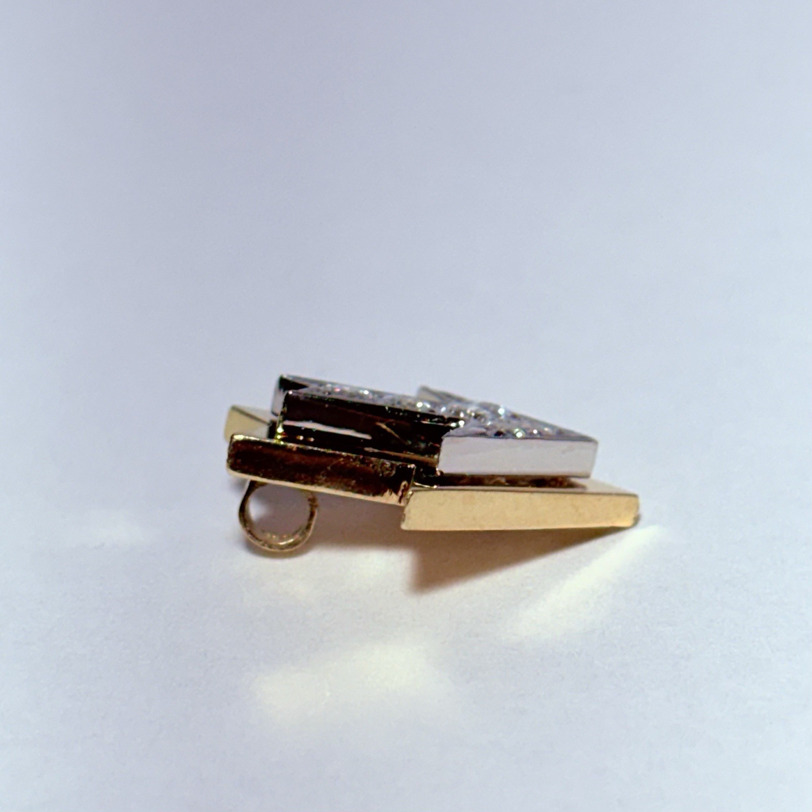 13K Two Tone Gold 0.09ctw Pavé Diamond Arrow 17mm Pendant 2.3g