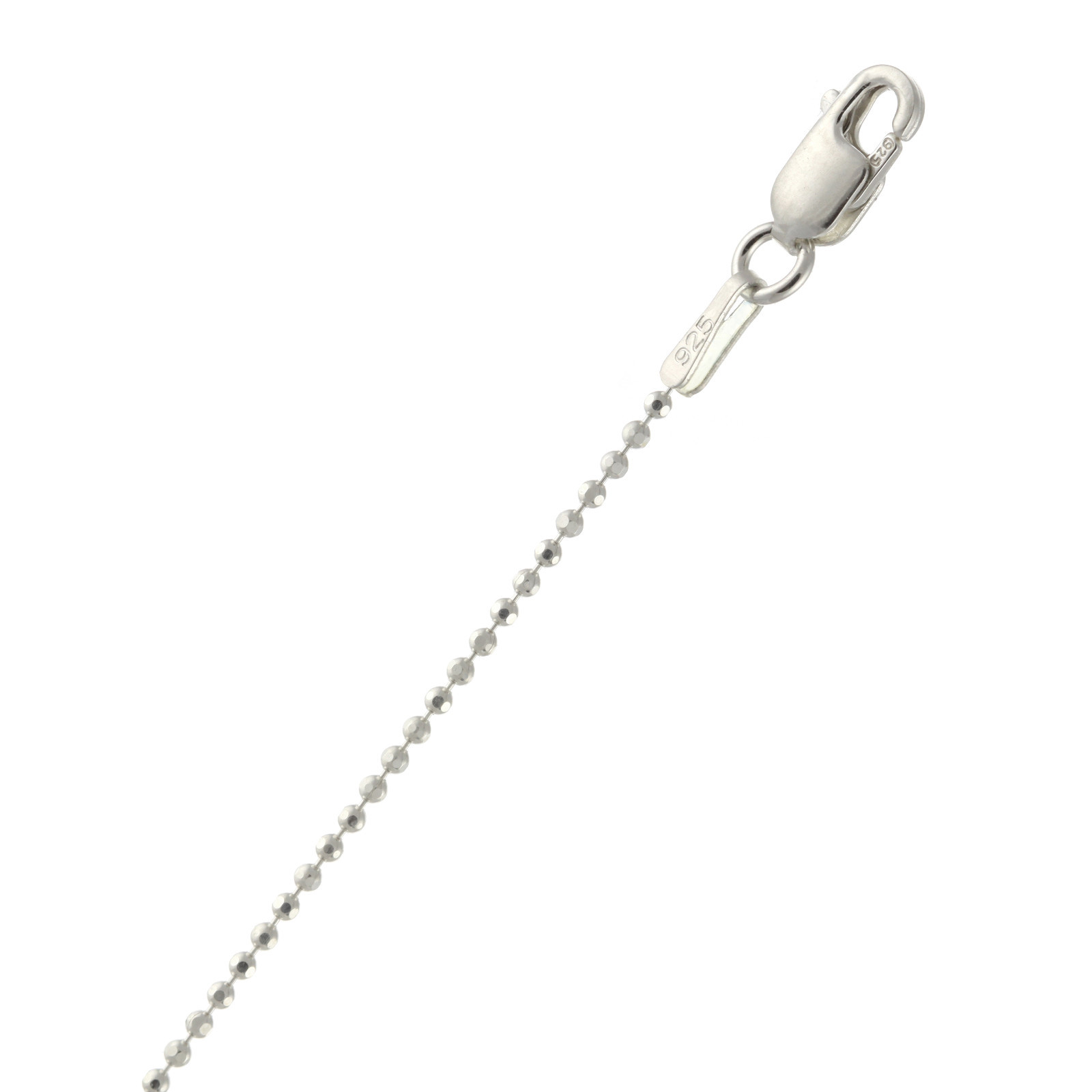 1.2mm – 2.2mm Sterling Silver Diamond Cut Bead Chain Necklace / Bracelet 7″- 36″