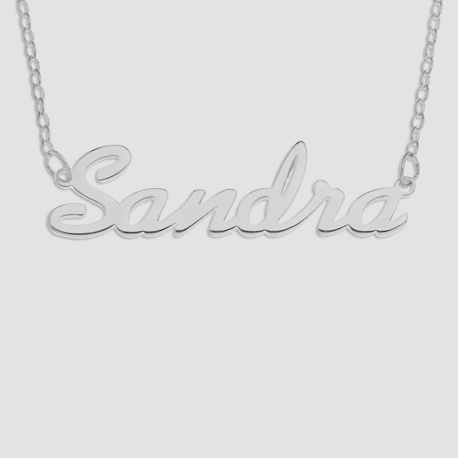 Sandra Name Plate Necklace Pendent Sterling Silver female Personalized Custom