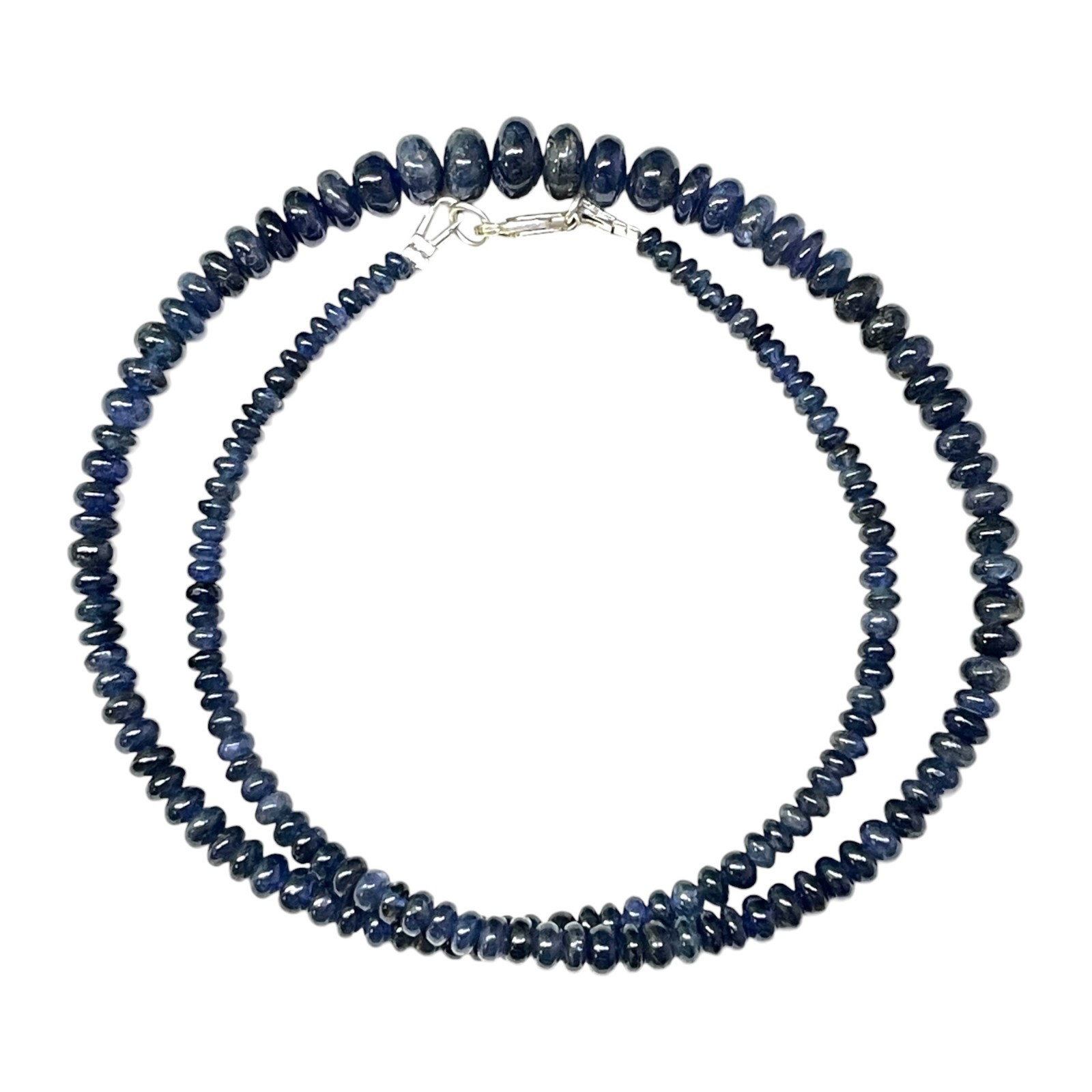 17″ Natural Barma Blue Sapphire Necklace 3.5-8mm Unheated Strand Cabochon Beads