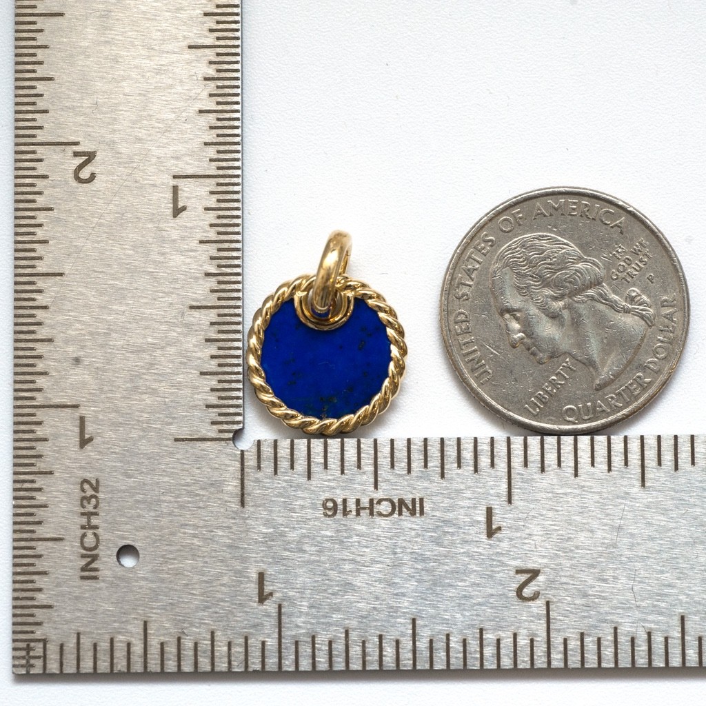 DAVID YURMAN 18K Gold & Lapis Lazuli Elements Disc 15.5mm Pendant New Authentic