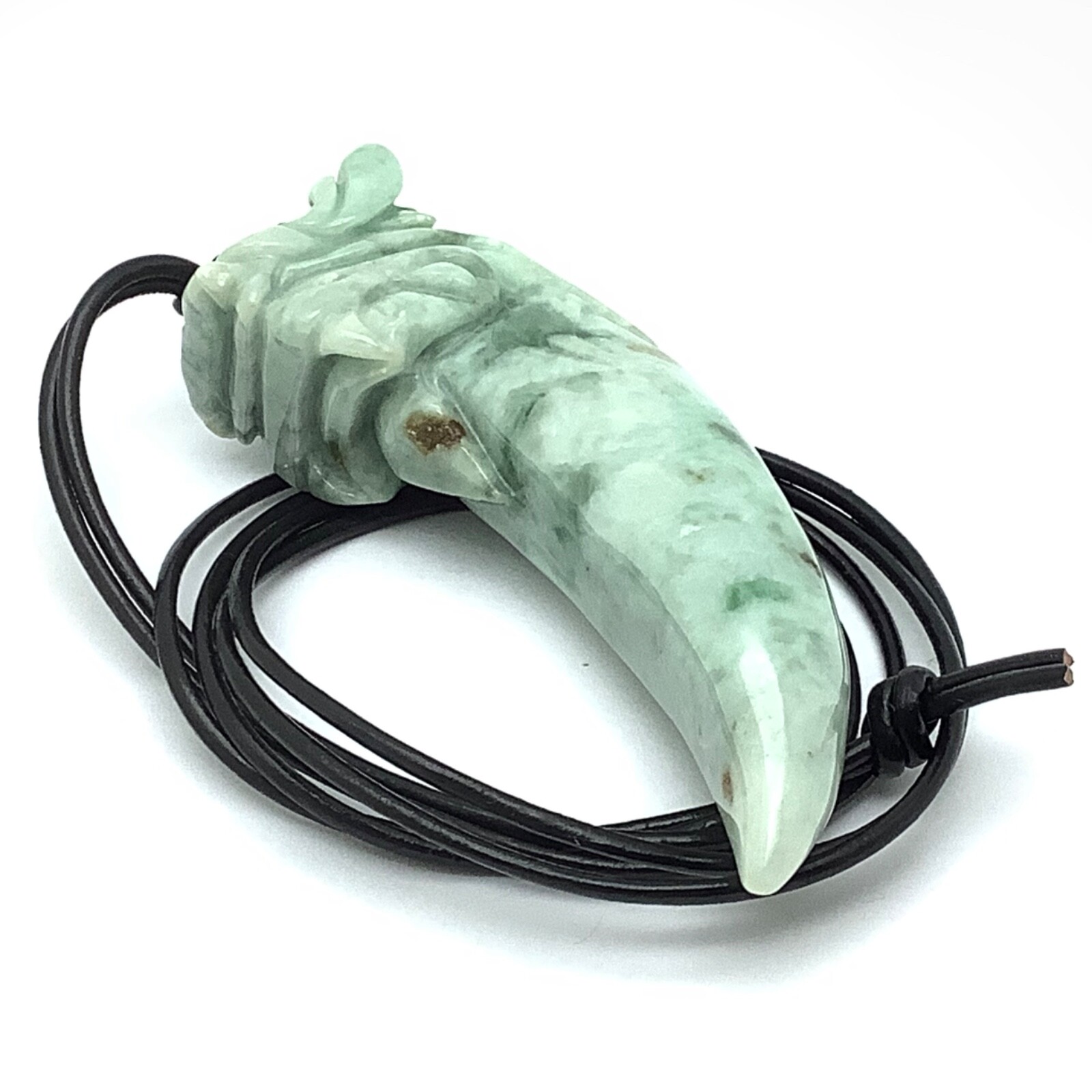 Burmese Jade Dragon Tooth Pendant Green Jadeite Jade Necklace Burma Myanmar