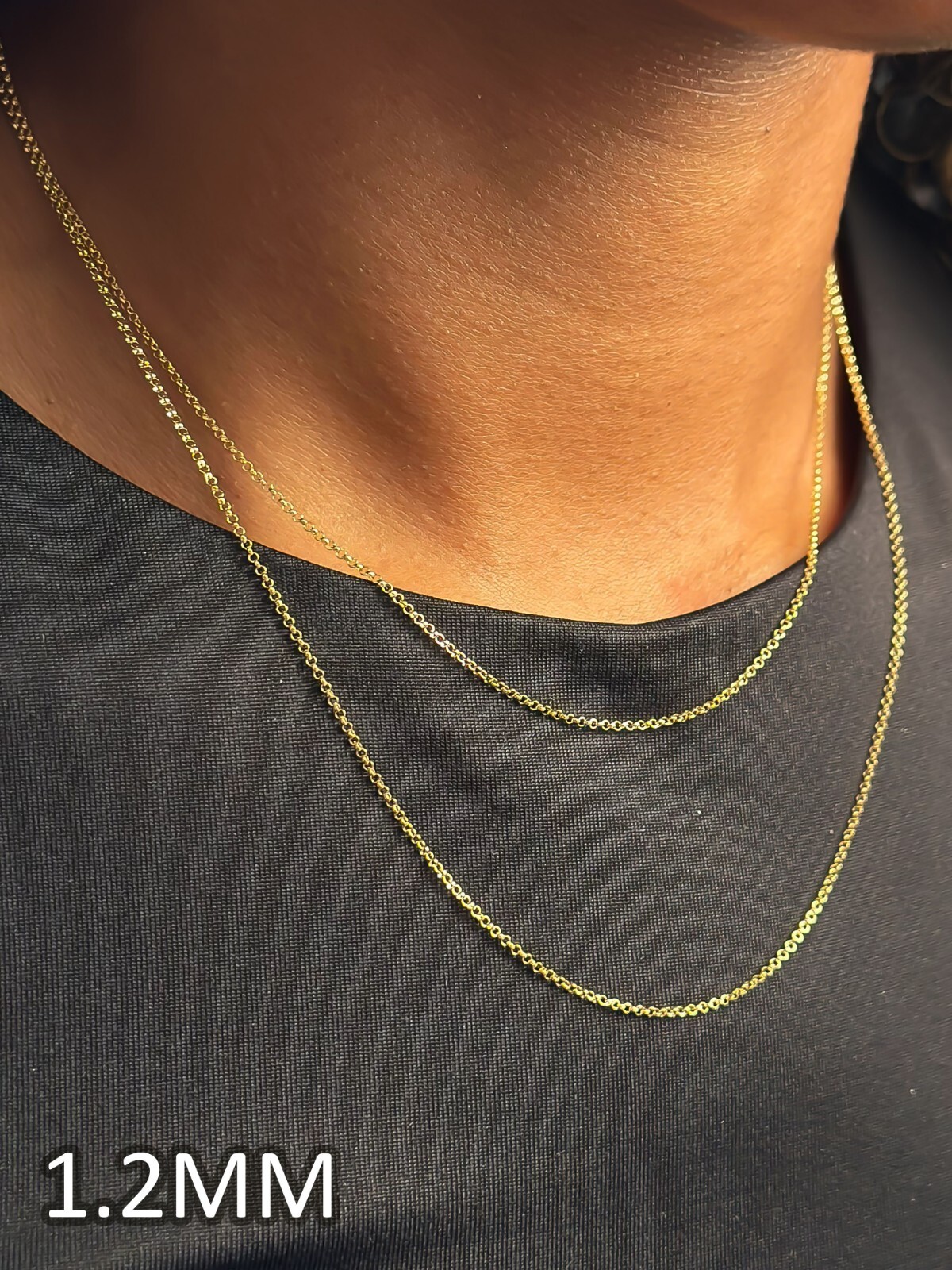 14k SOLID Gold Rolo Link 1.2mm 2mm Chain Rolo Link Necklace 16″ 18″ – Cadena Oro