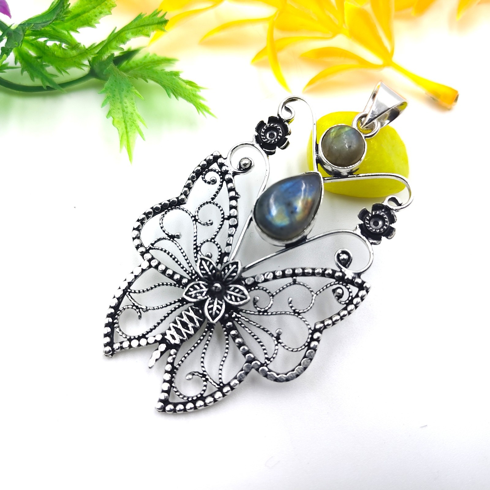 Labradorite Gemstone Handmade 925 Sterling Silver Jewelry Pendant Size-2.25″”
