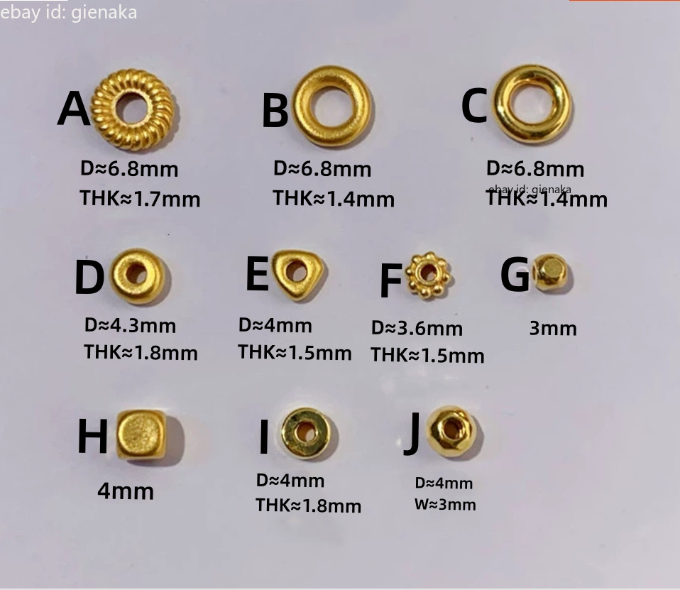 5PCS Pure 24K 999 Yellow Gold 3D Lucky Transfer Bead Pendant DIY Accessories