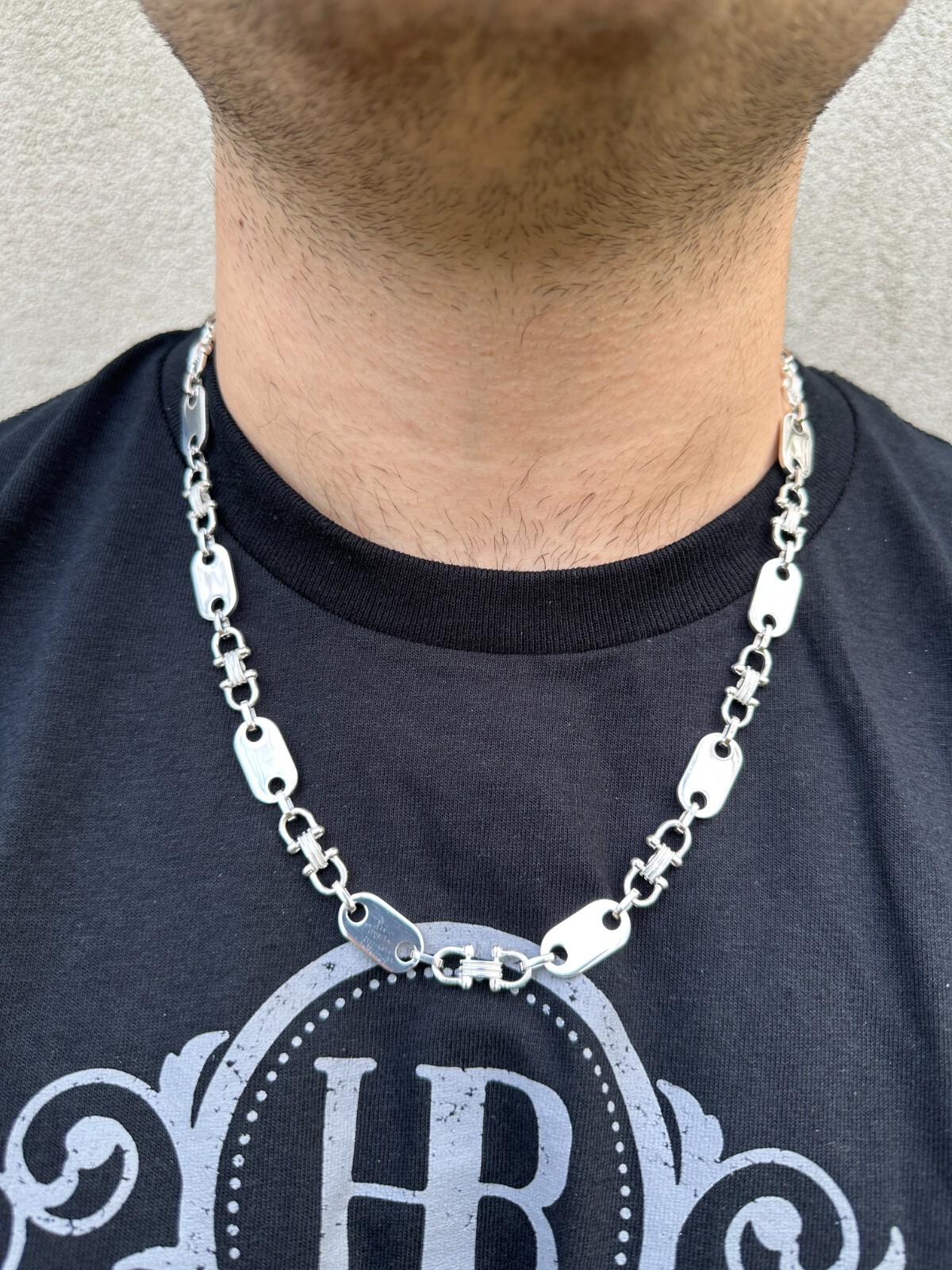 10mm Real 925 Sterling Silver Custom Mariner Ferragamo Link Chain Necklace ITALY