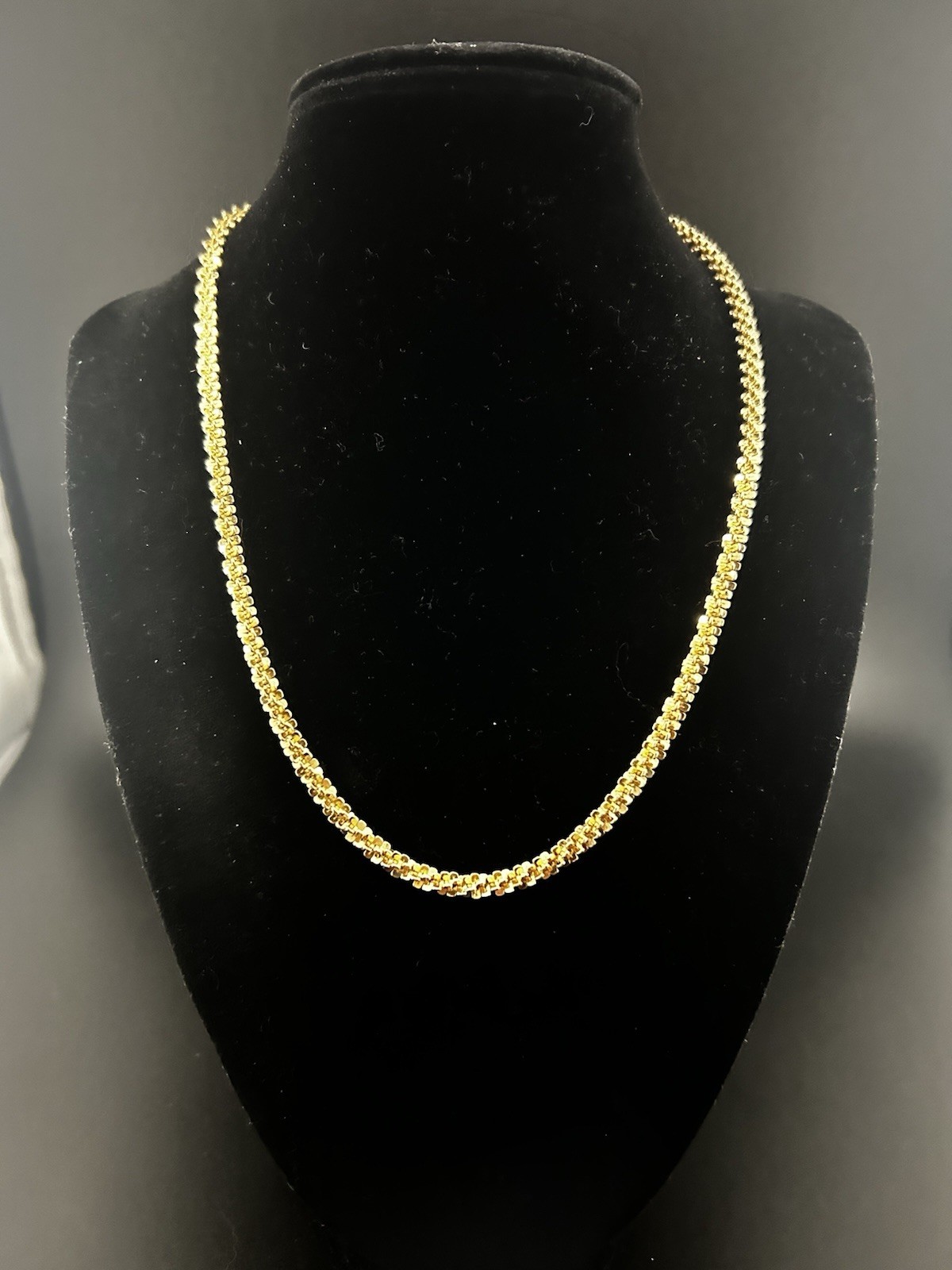 Sterling 925 Canada Gold Vermeil Twisted Popcorn Chain Necklace