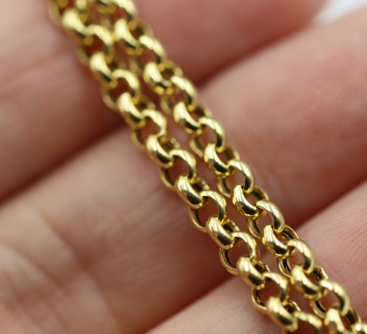 18ct 18k 750 Yellow Gold Belcher Chain Necklace 50cm 3.8mm 9.5grams -Free Post