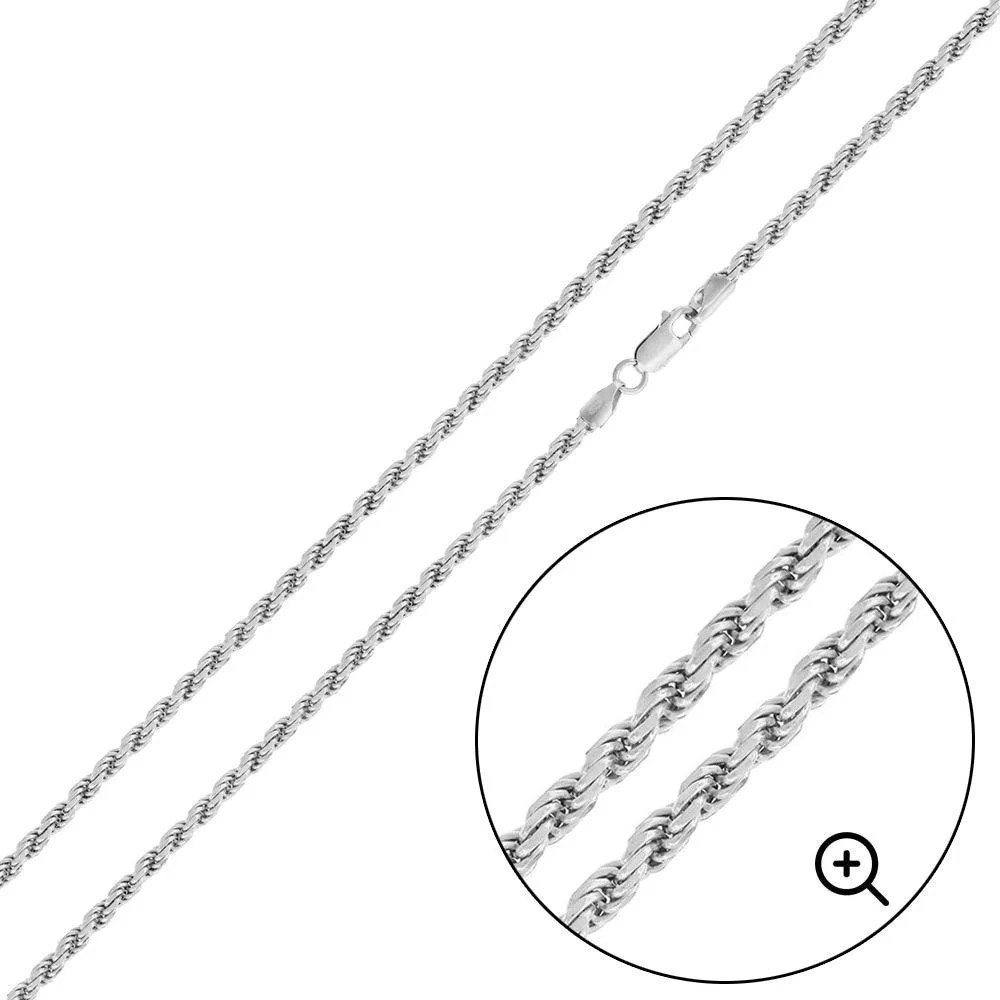925 Sterling Silver Non Plated Rope Chain Bracelet