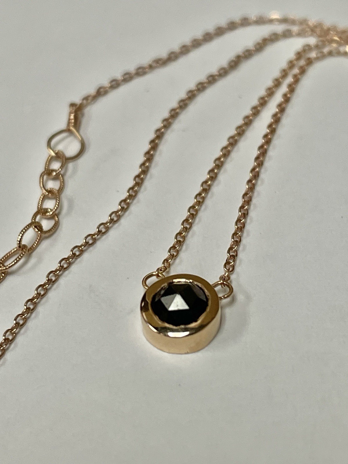 $838 14K Yellow Gold Rose Cut Black Diamond Necklace 0.50ct