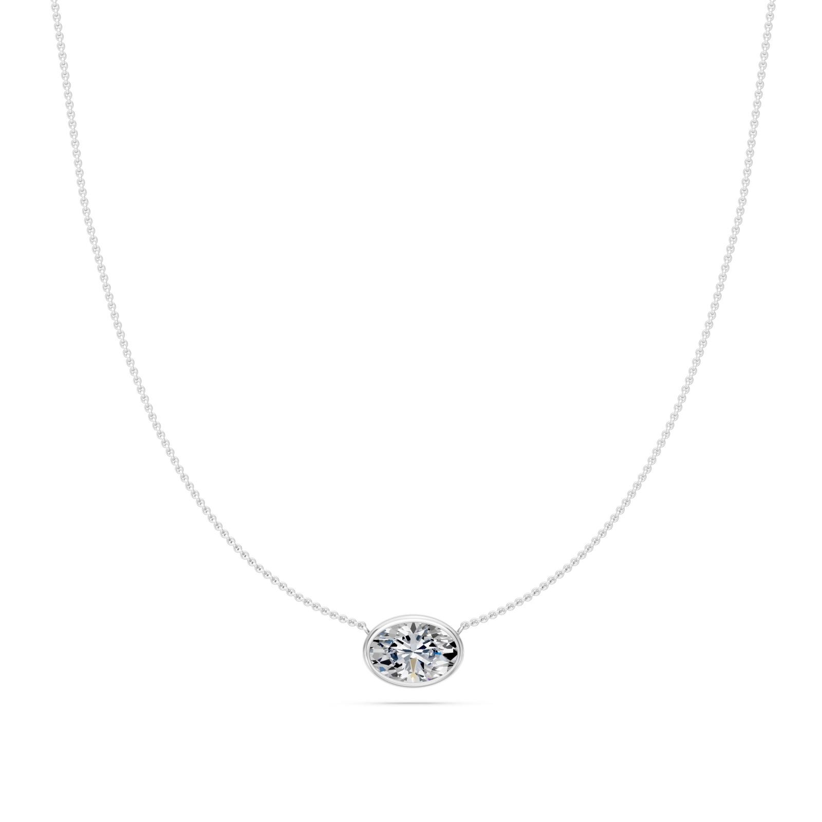 2 Ct Oval Cut Diamond Pendant Necklace VS1 D-F White Gold 14k