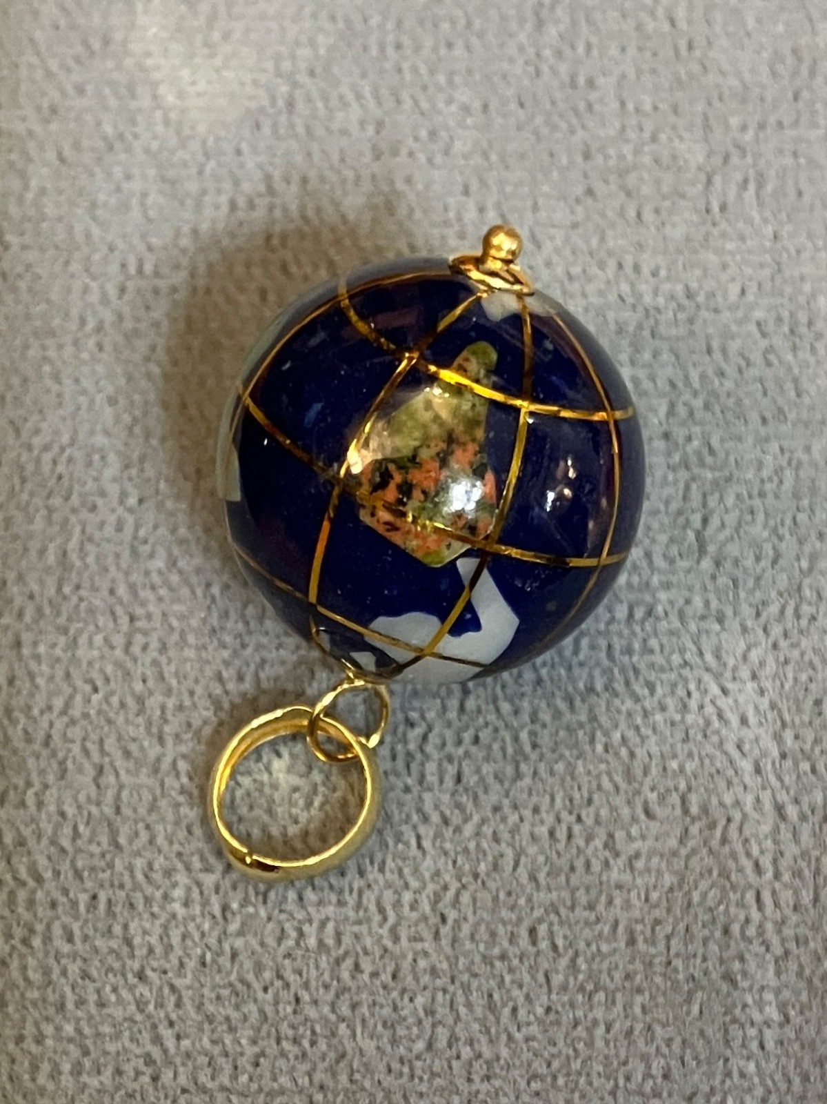 Vintage Michael Anthony 14k Gold Globe & Lapiz Lazuli Inlay Unique World Pendant