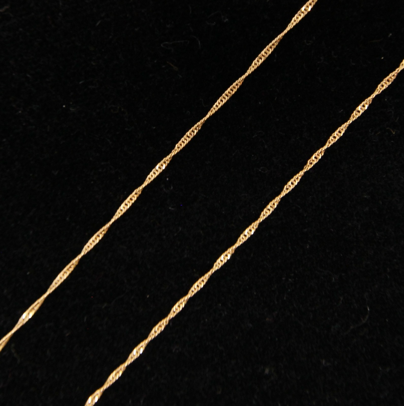 Vintage HM Solid 10ct 10k 9ct Gold Fine Singapore Curb Chain Necklace 17.75”