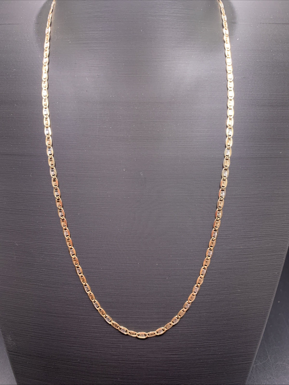 10k Tricolor Gold Diamond Cut Valentino Chain 20” 3mm