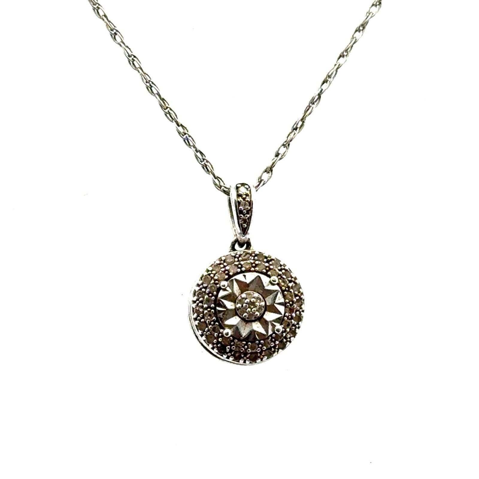 18” 925 Sterling Silver Diamond Accent + Cut Charm Pendant + Earrings, 4.9g
