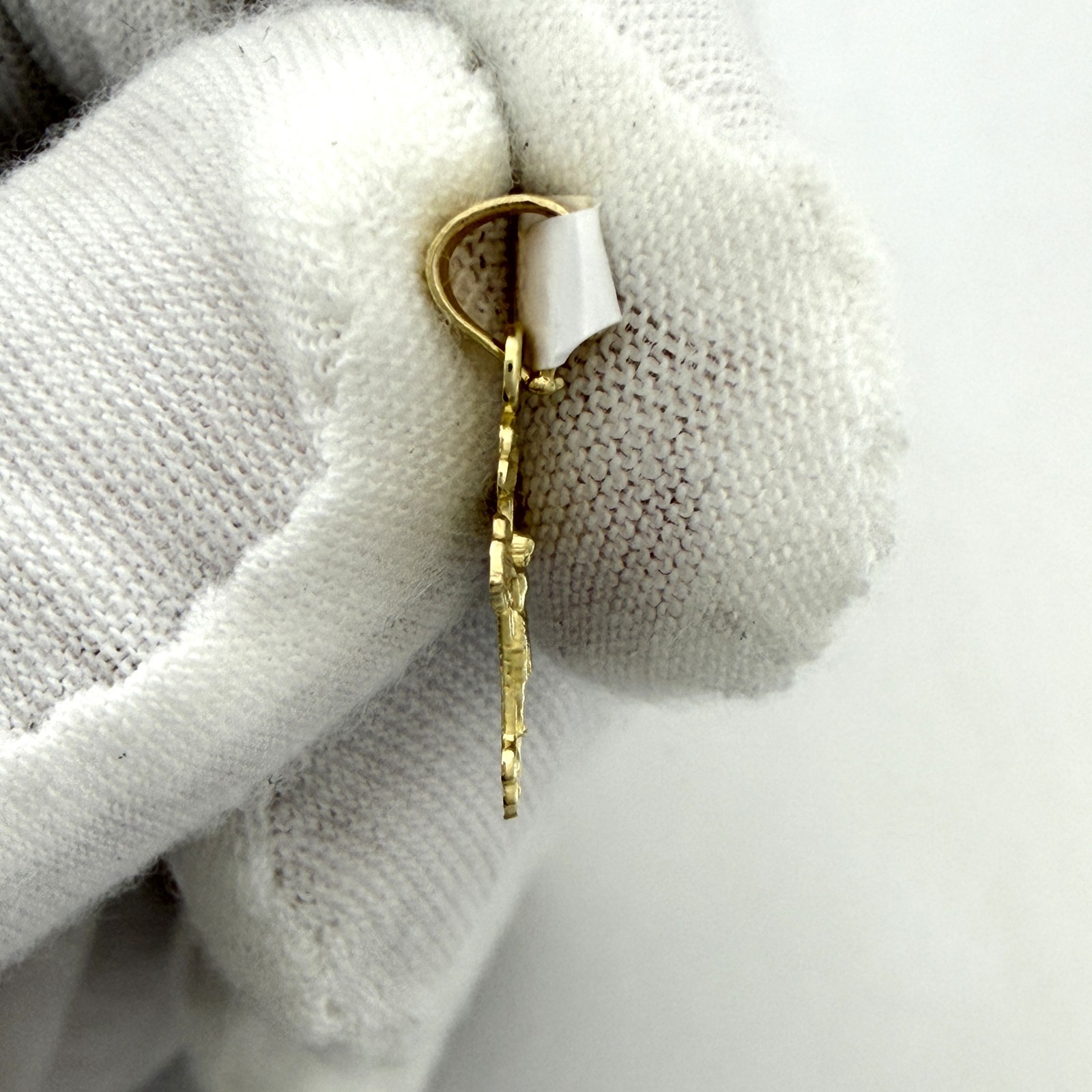 10k Yellow Gold Unisex Tiny Crucifix Cross Religious Charm Pendant