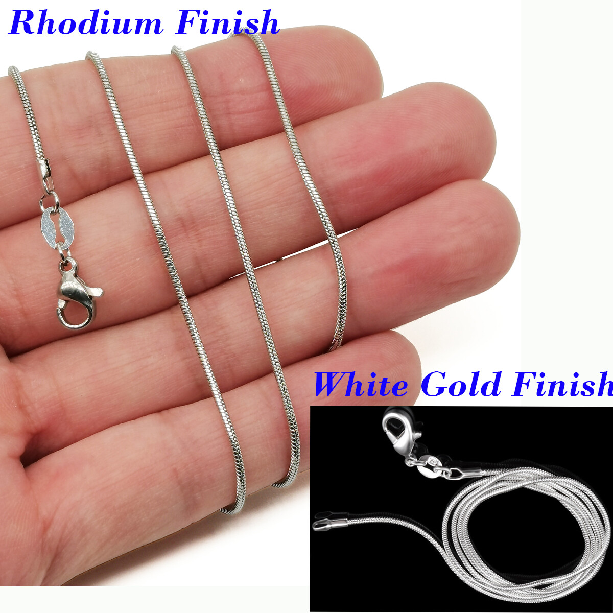 Genuine 925 Sterling Silver Italian 1.2mm Thin Snake Chain Necklace 16″ – 38inch
