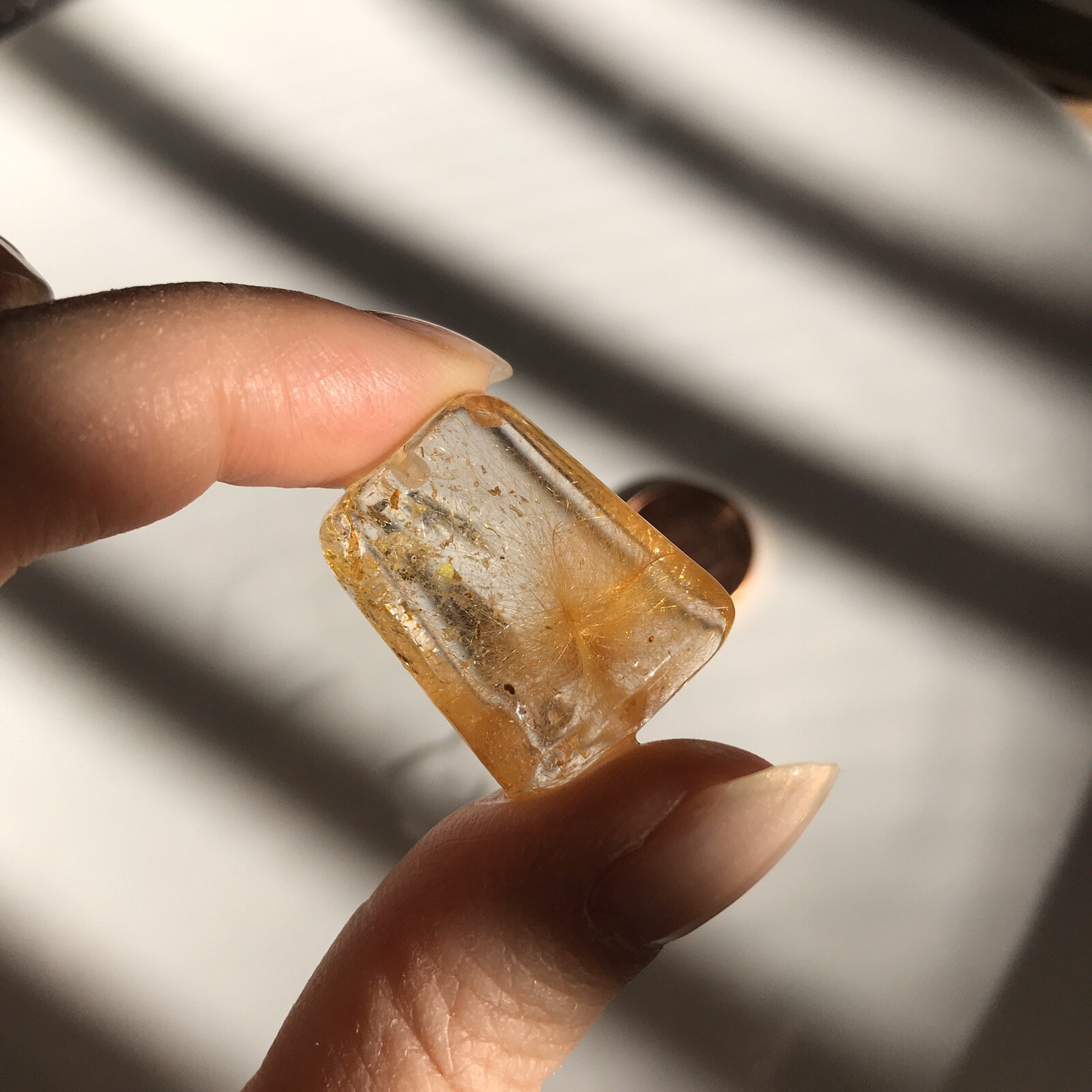 US SELLER Natural cushion Golden Rutilated Quartz Pendant Brazil Crystal 16