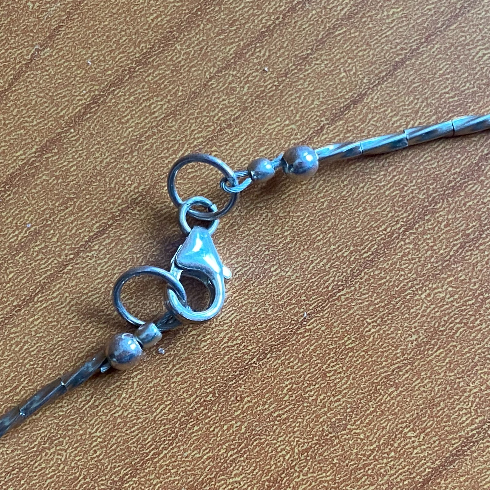 Choker necklace. 925 sterling silver. Plastic inserts with a natural stone imita