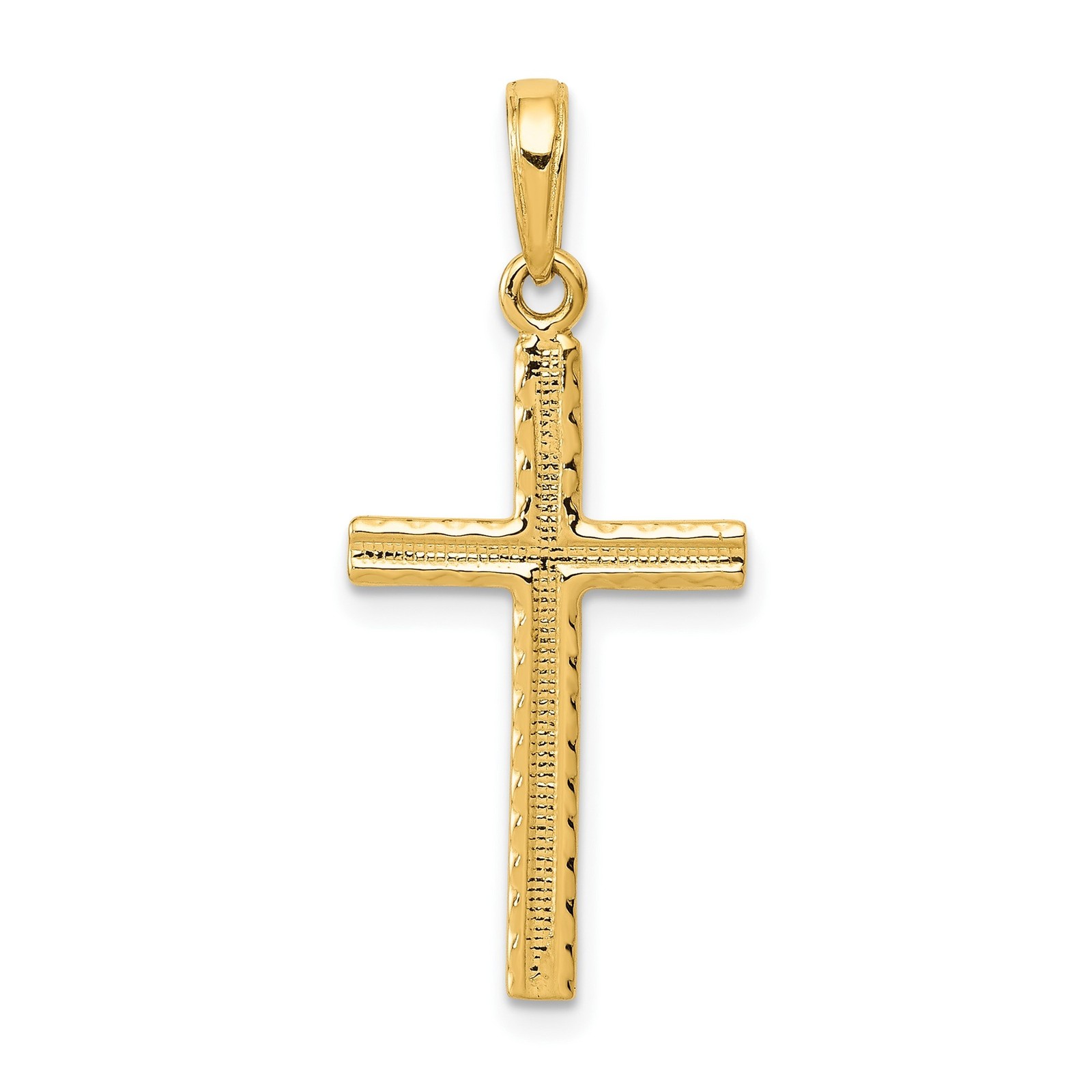 10k Yellow Gold Solid Latin Cross Pendant Polished 30mm x 13mm