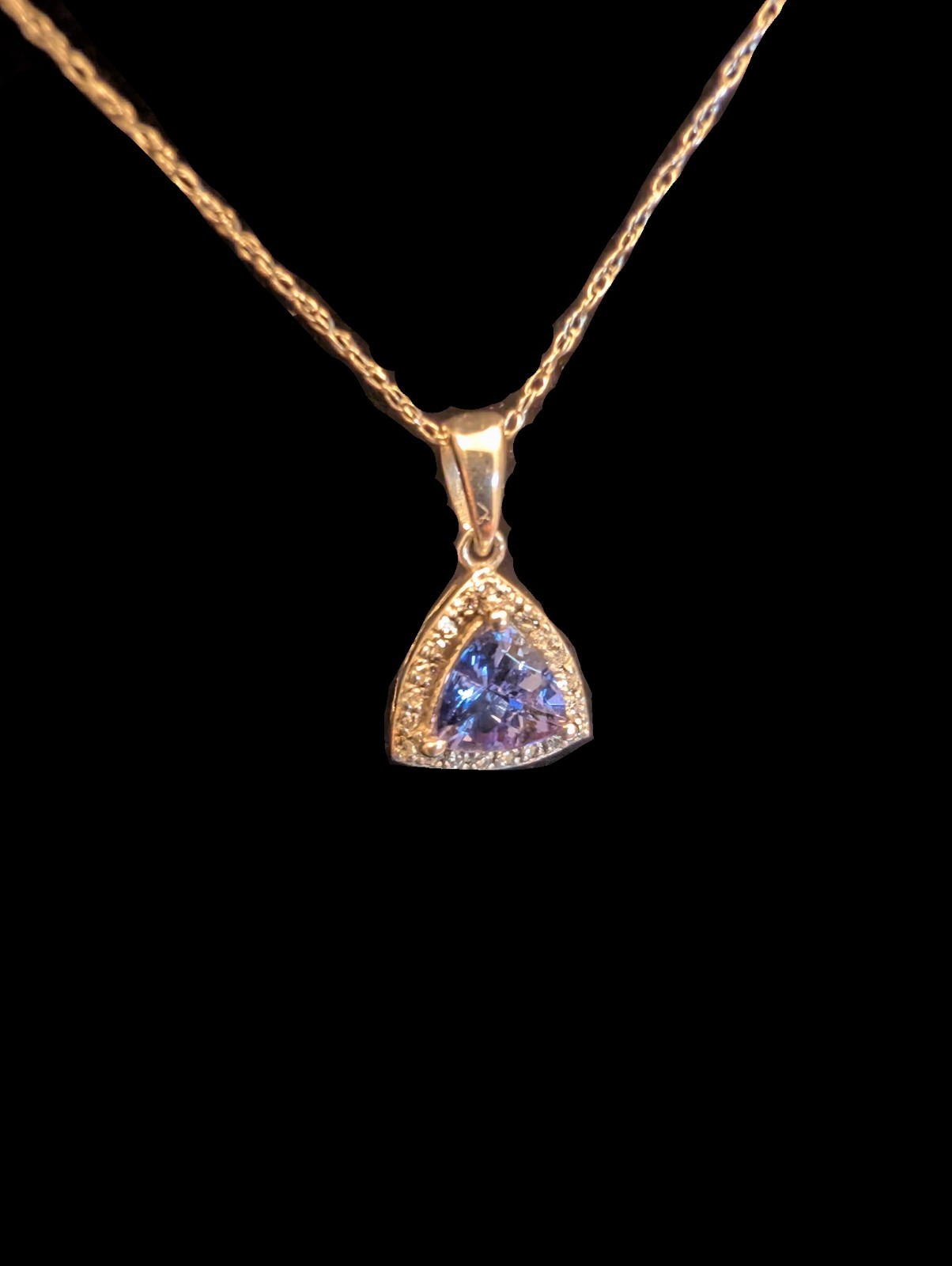New EFFY 14K White Gold 0.72 tcw Tanzanite & Diamond Trillion Cut Necklace
