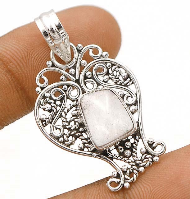 Natural Filigree Herkimer Diamond 925 Solid Sterling Silver Pendant